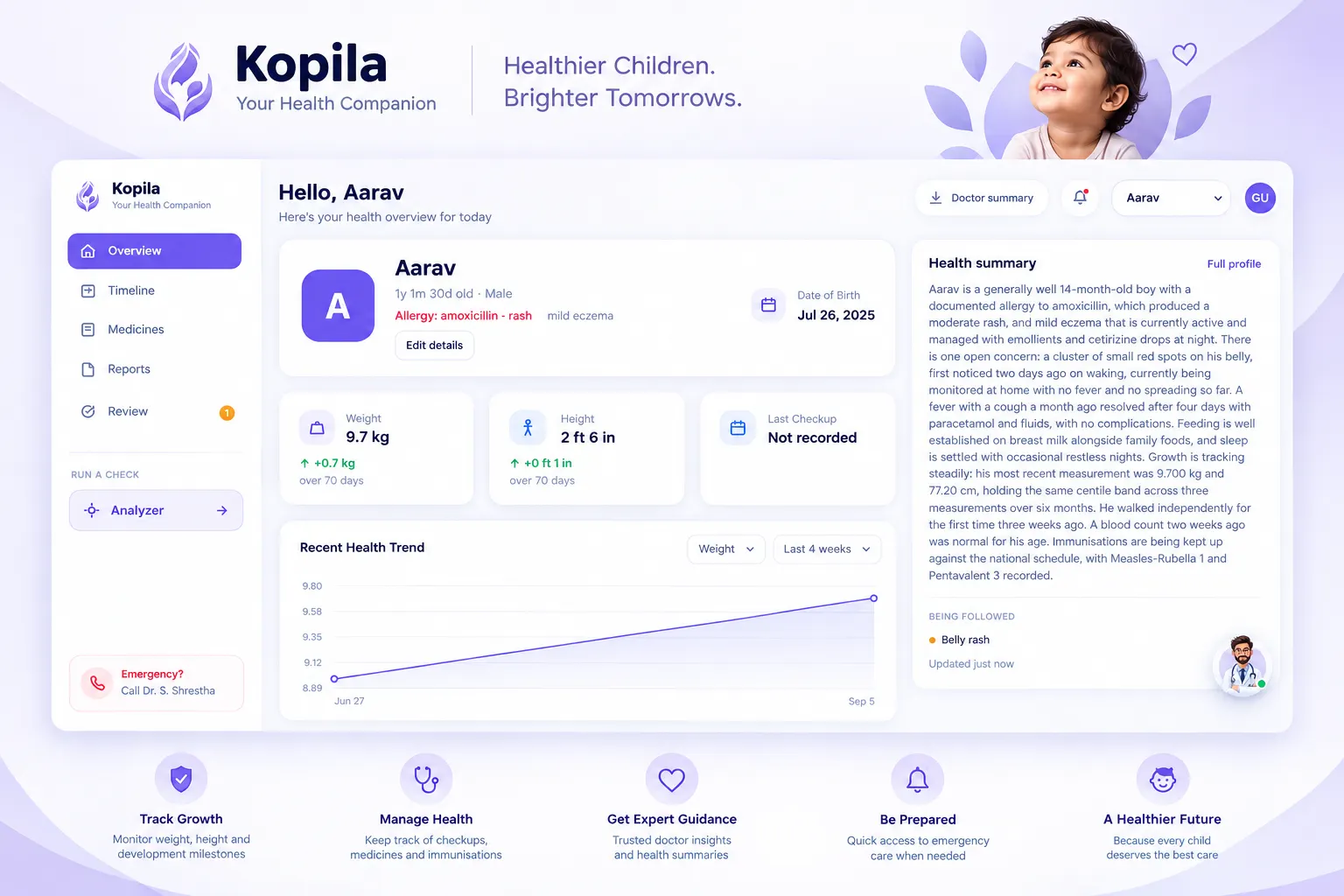 Kopila child healthcare app